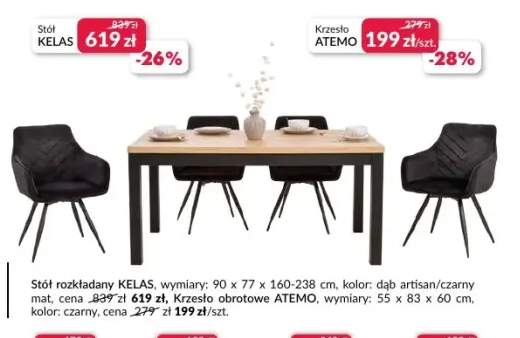 Stół rozkładany Kelas +1 wariant