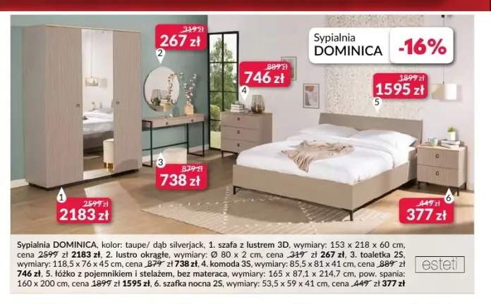 Szafa z lustrem 3D Dominica Esteti +5 wariantów
